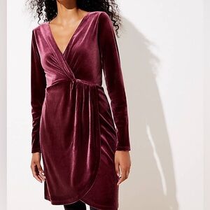 LOFT Burgundy Velvet Wrap Dress